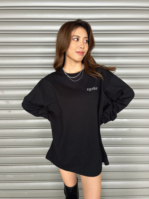 ラインストーンロゴユニセックスロンT